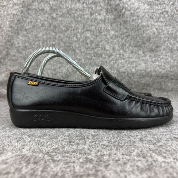 ✅SAS Tripad Comfort Womens 8.5N Black Leather Penny Loafers Slip-On Mocc Style - Picture 1 of 12
